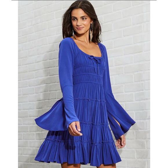 Chelsea & Violet Tiered Dress XL Peasant Boho Midi Flare Sleeve NWT - Picture 1 of 12